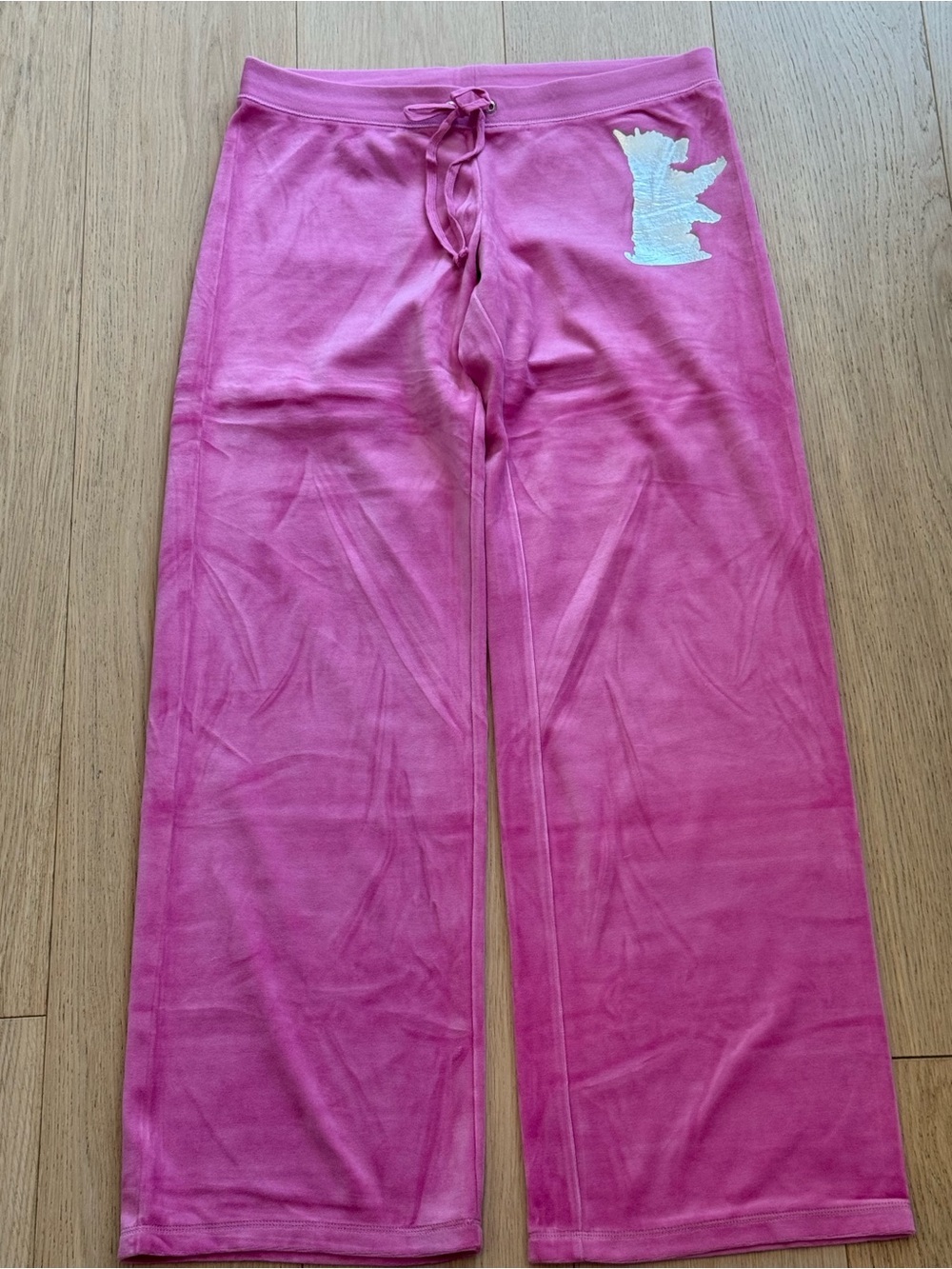 BNWOT Rare Juicy Couture Original Era Pink Velour Pants L Juicy Dog Logo